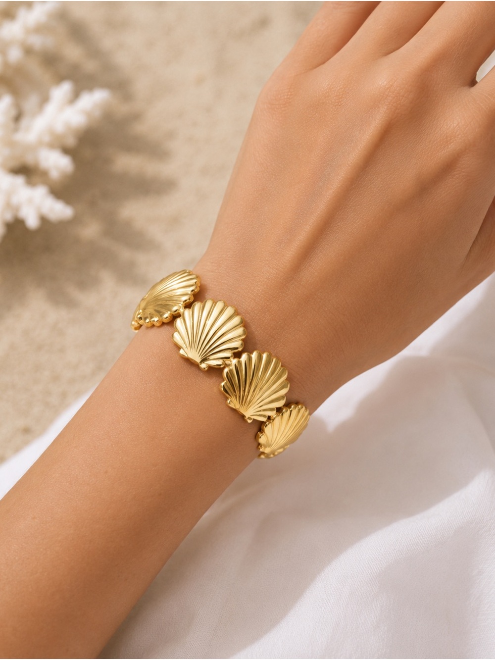 Gold Shell Link Bracelet - Women Jewelry